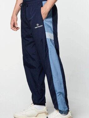 Sergio Tacchini Track Pants Size 2XL Navy with Light Blue Stripe Mens